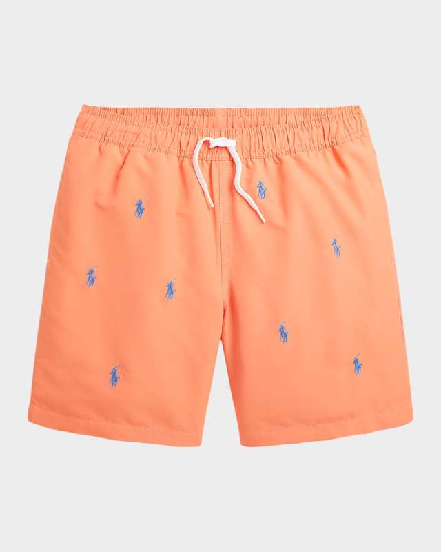 Boy's Pony Embroidered Swim Shorts, Size S-